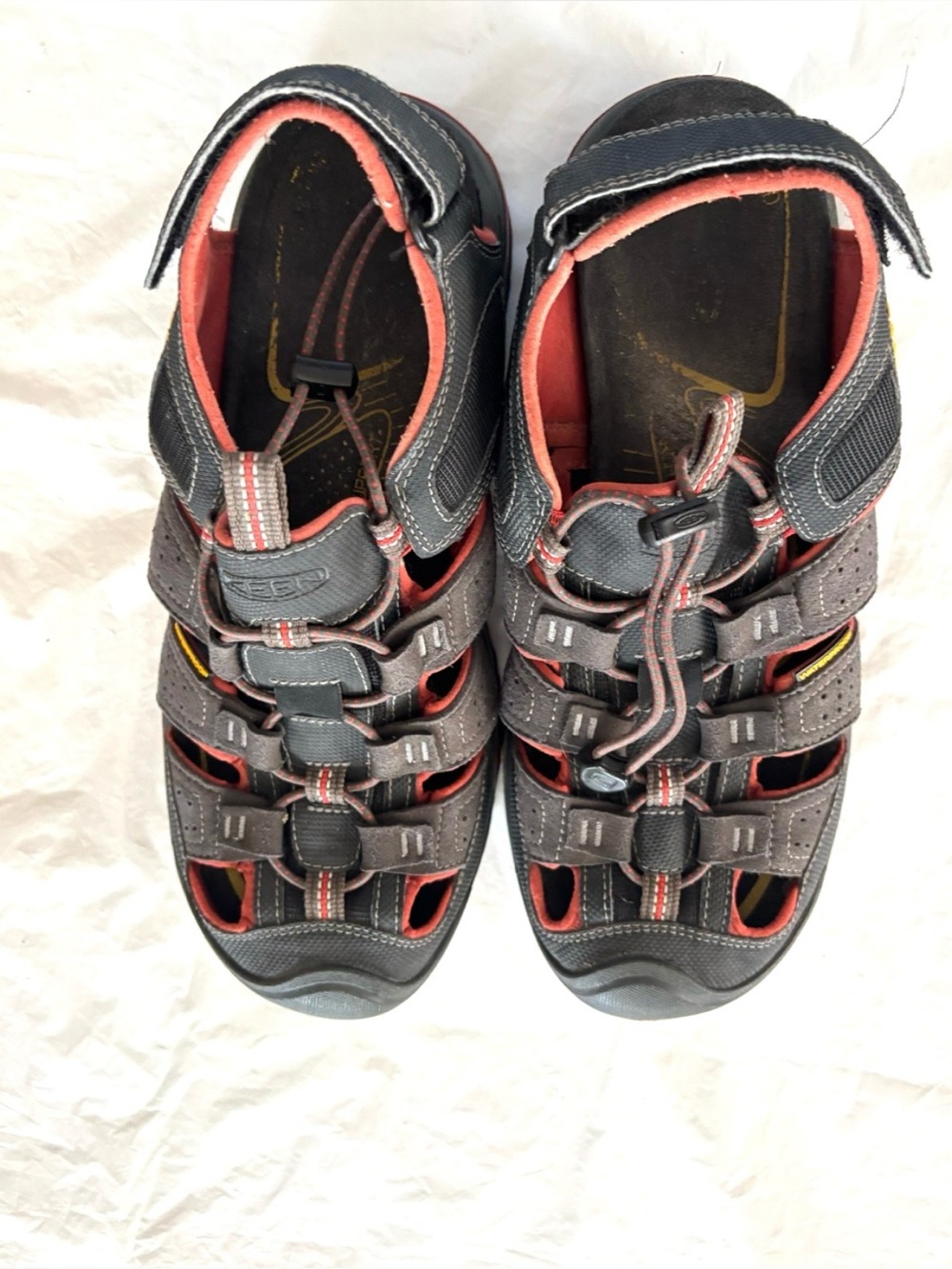 KEEN Gray Red Rialto ll Waterproof Hiking Sandals SZ 10.5 Worn 1X - Picture 7 of 15